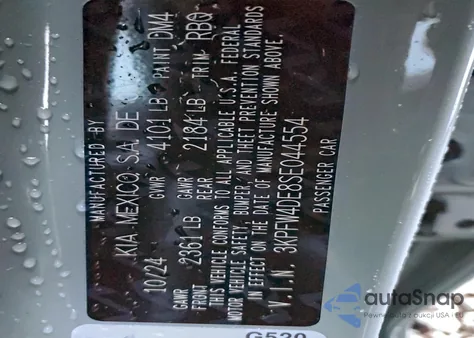 2025 Kia K4 Gt Line из США, поврежденный, VIN 3KPFW4DE8SE044554